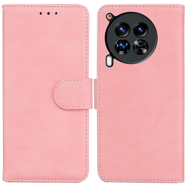 For TECNO Camon 30 Premier 5G Phone Case Solid Color Leather Phone Cover with Stand - Pink