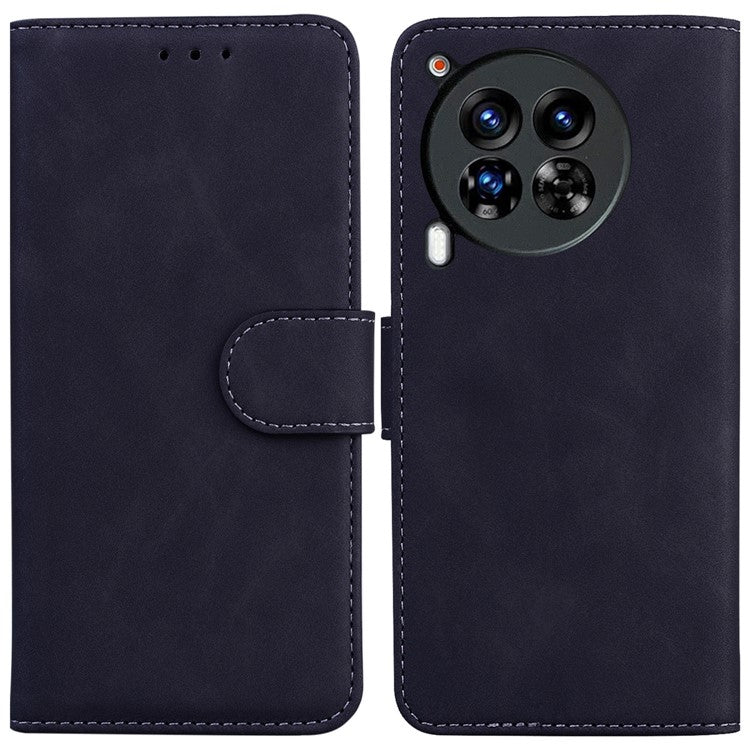 For TECNO Camon 30 Premier 5G Phone Case Solid Color Leather Phone Cover with Stand - Black