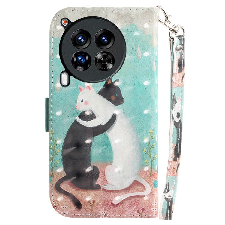 For TECNO Camon 30 Premier 5G Case Pattern Print PU Leather Wallet Phone Cover - Two Cats