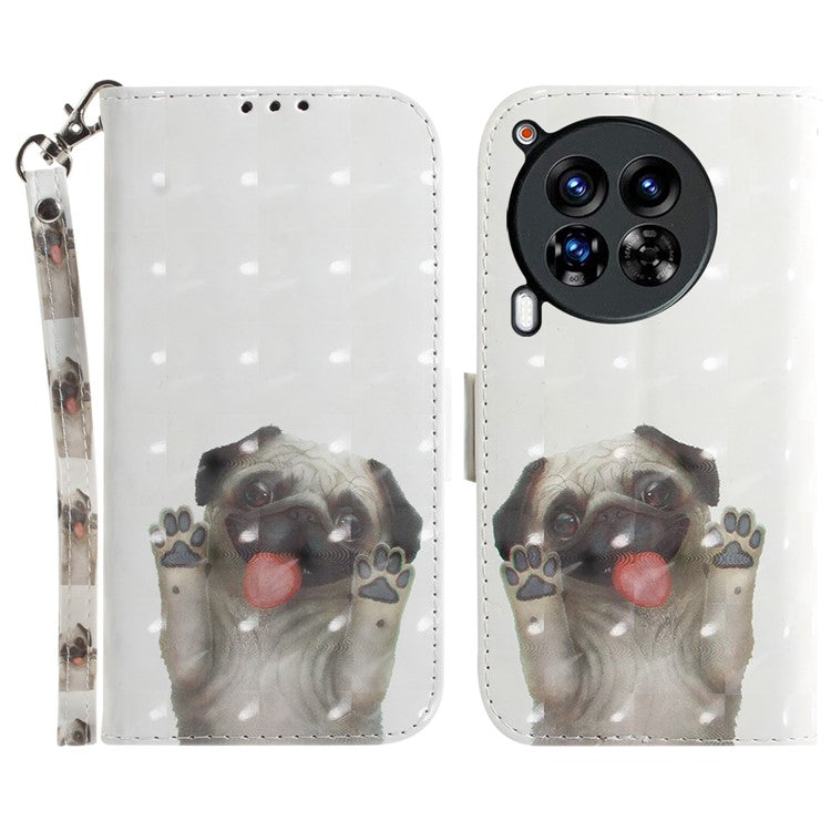 For TECNO Camon 30 Premier 5G Case Pattern Print PU Leather Wallet Phone Cover - Pug