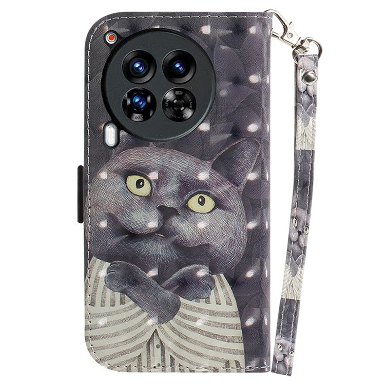 For TECNO Camon 30 Premier 5G Case Pattern Print PU Leather Wallet Phone Cover - Embracing Cat