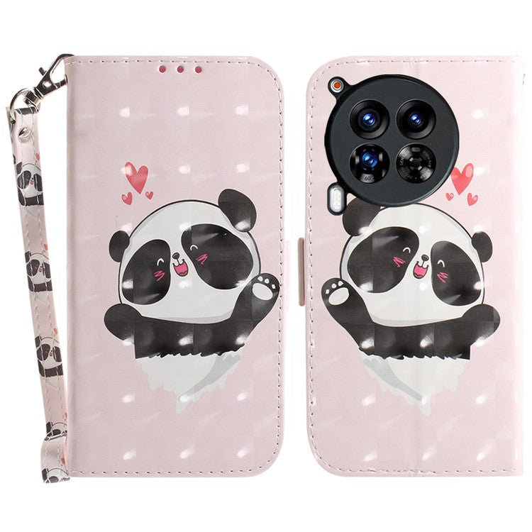 For TECNO Camon 30 Premier 5G Case Pattern Print PU Leather Wallet Phone Cover - Love Heart Panda