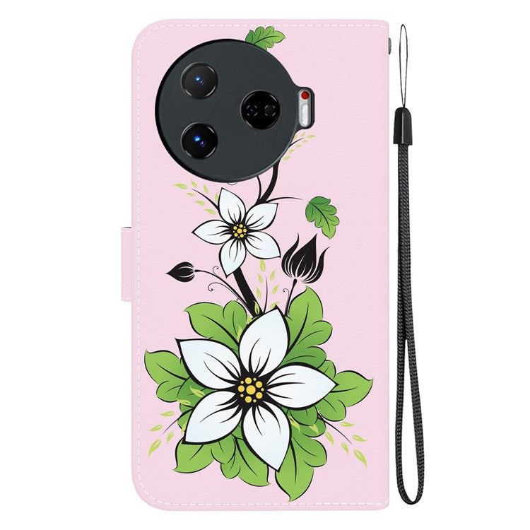 For TECNO Camon 30 Pro 5G Wallet Case Pattern Print Leather Stand Phone Cover - Lily