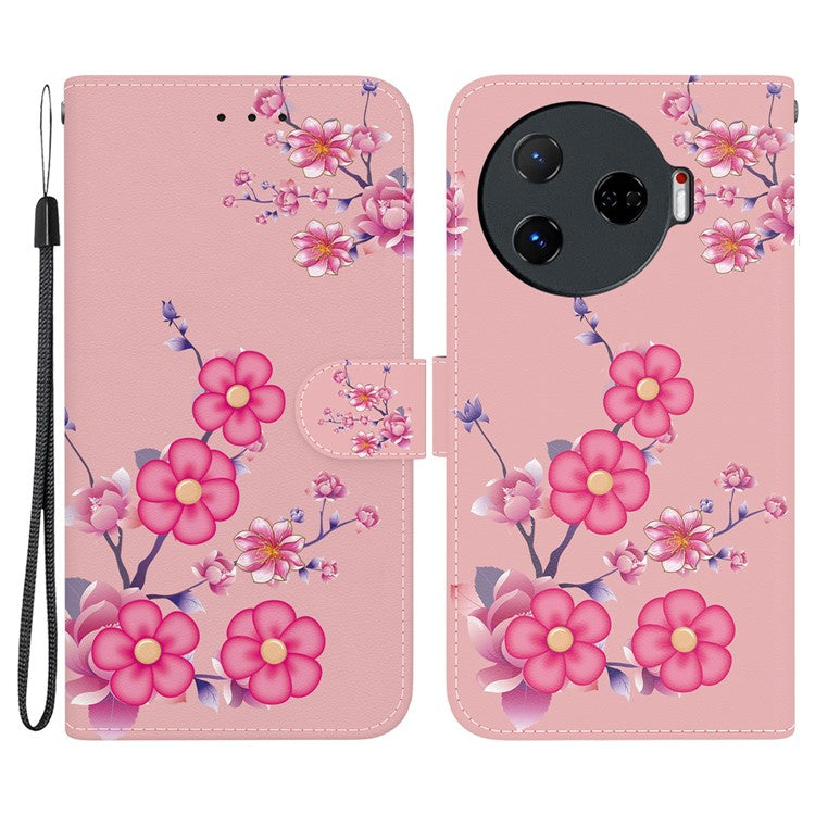 For TECNO Camon 30 Pro 5G Wallet Case Pattern Print Leather Stand Phone Cover - Sakura