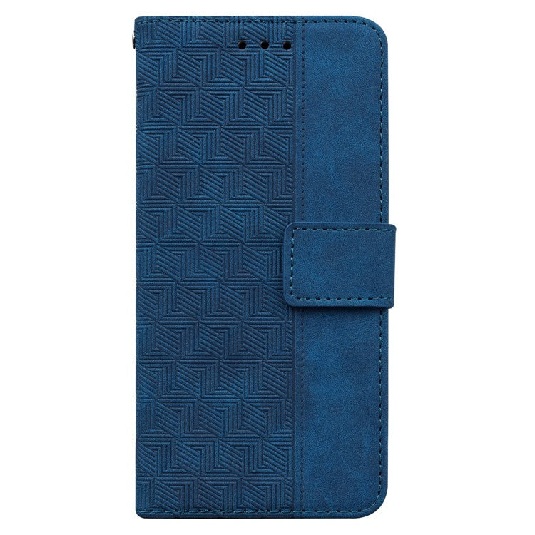 For TECNO Camon 30 Pro 5G Wallet Phone Case Geometry Imprint Leather Flip Cover with Strap - Blue