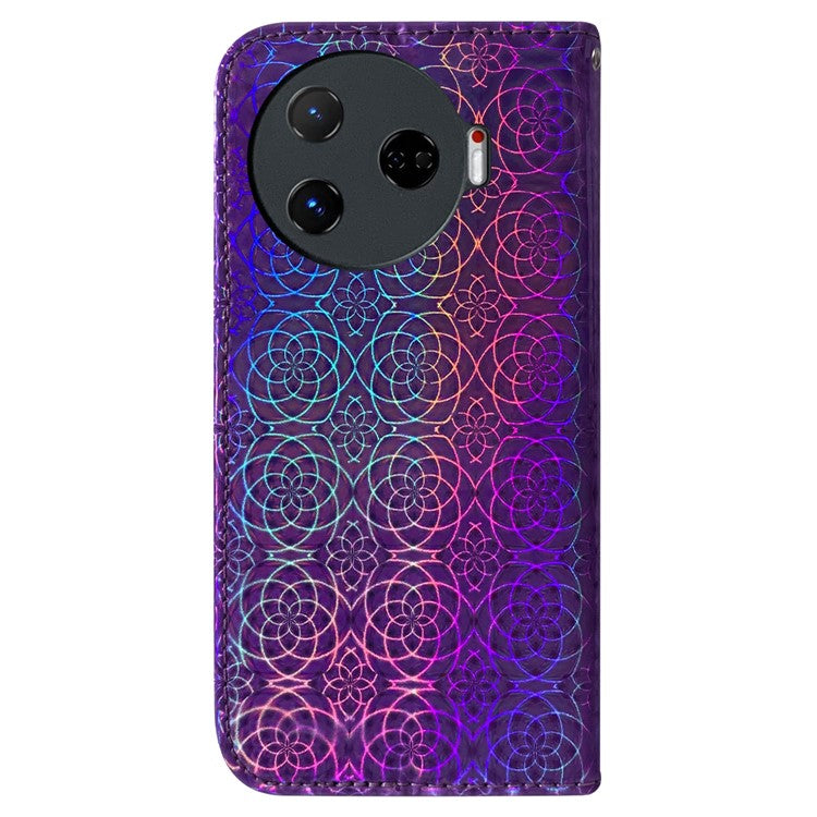 For TECNO Camon 30 Pro 5G Case Dazzling Flower Protective PU Leather Stand Phone Cover - Purple