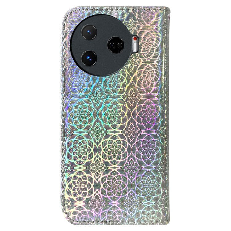 For TECNO Camon 30 Pro 5G Case Dazzling Flower Protective PU Leather Stand Phone Cover - Grey