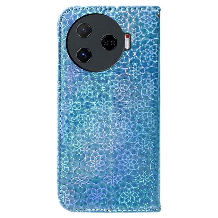 For TECNO Camon 30 Pro 5G Case Dazzling Flower Protective PU Leather Stand Phone Cover - Blue