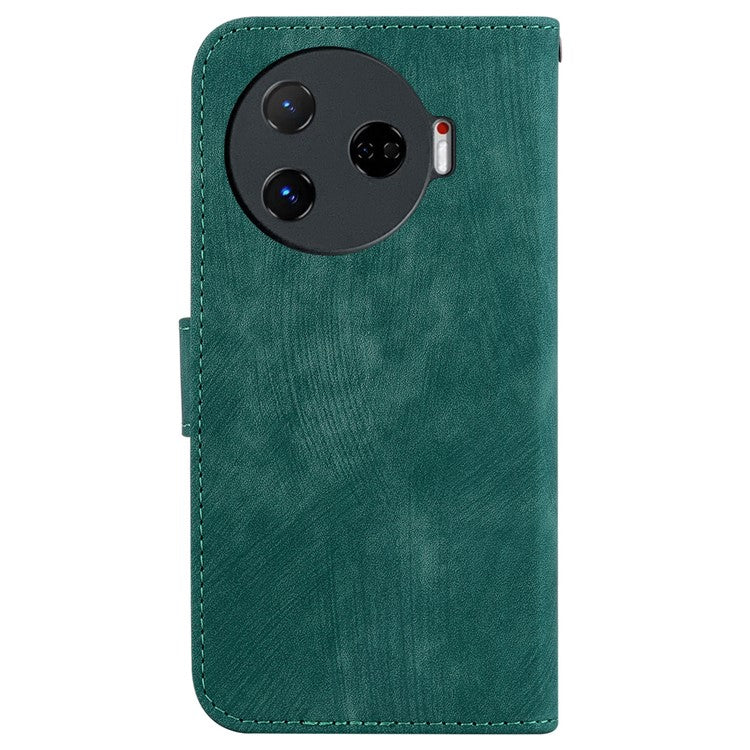 For TECNO Camon 30 Pro 5G Stand Case Cute Tiger Imprint Leather Wallet Phone Cover - Green