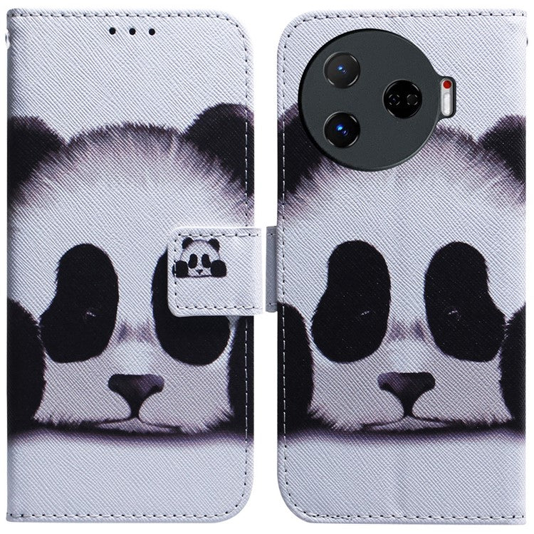 For TECNO Camon 30 Pro 5G Case Pattern Print Anti-Fall PU Leather Flip Wallet Phone Cover - Panda
