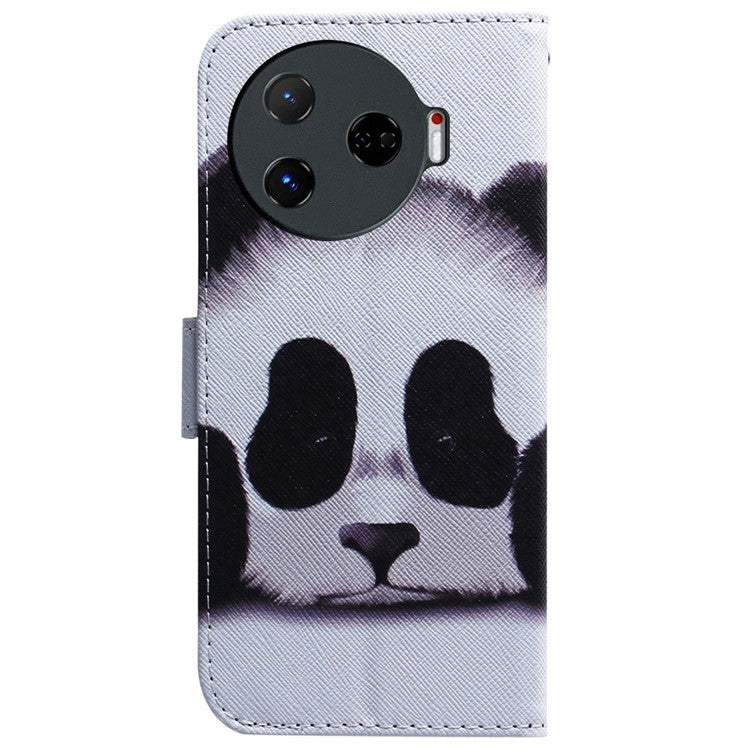 For TECNO Camon 30 Pro 5G Case Pattern Print Anti-Fall PU Leather Flip Wallet Phone Cover - Panda