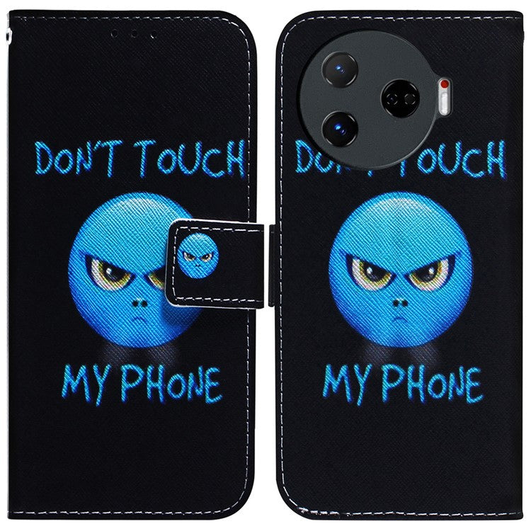 For TECNO Camon 30 Pro 5G Case Pattern Print Anti-Fall PU Leather Flip Wallet Phone Cover - Don't Touch My Phone