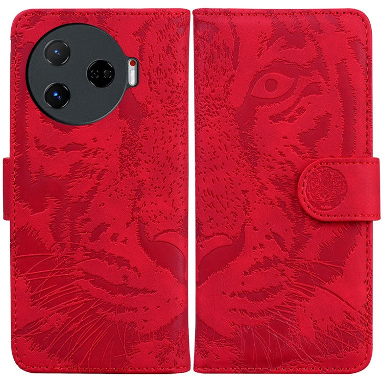 For TECNO Camon 30 Pro 5G Stand Case Tiger Imprint Leather Wallet Phone Cover - Red