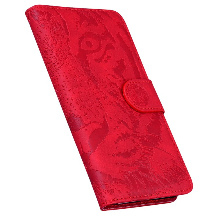 For TECNO Camon 30 Pro 5G Stand Case Tiger Imprint Leather Wallet Phone Cover - Red