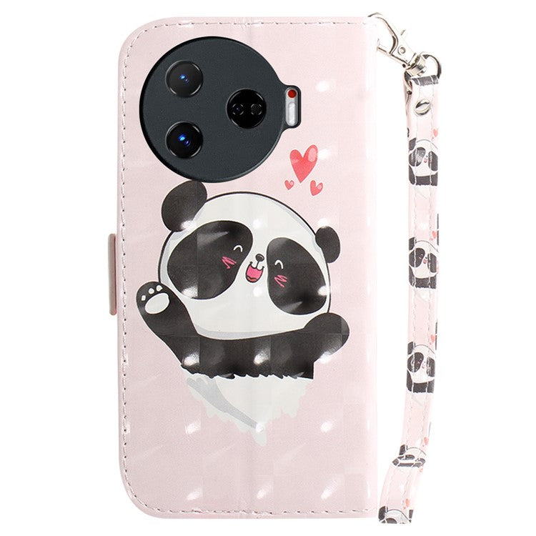 For TECNO Camon 30 Pro 5G Wallet Case Pattern Print PU Leather Stand Phone Cover - Love Heart Panda