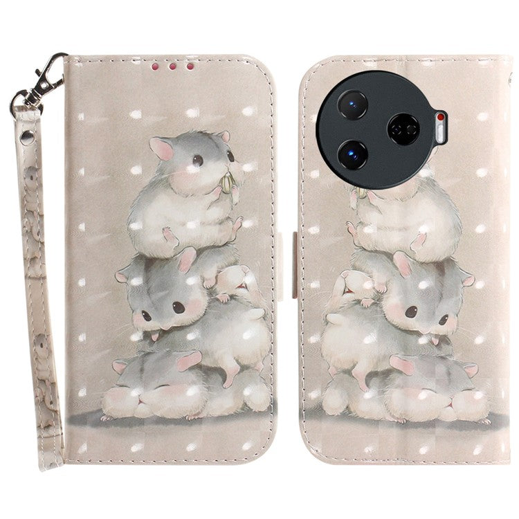 For TECNO Camon 30 Pro 5G Wallet Case Pattern Print PU Leather Stand Phone Cover - Stacking Squirrels