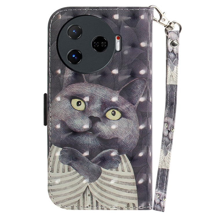 For TECNO Camon 30 Pro 5G Wallet Case Pattern Print PU Leather Stand Phone Cover - Embracing Cat