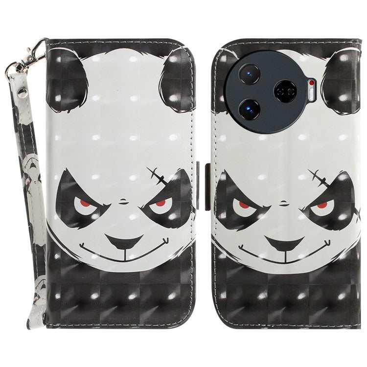 For TECNO Camon 30 Pro 5G Wallet Case Pattern Print PU Leather Stand Phone Cover - Angry Panda
