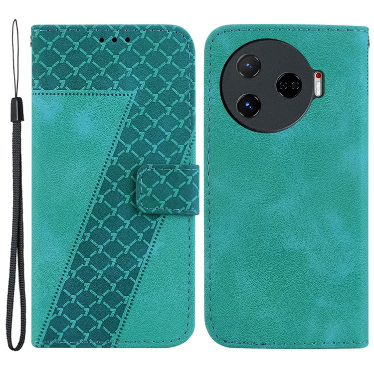 For TECNO Camon 30 Pro 5G Stand Case Pattern Imprint Leather Phone Cover with Wallet - Green
