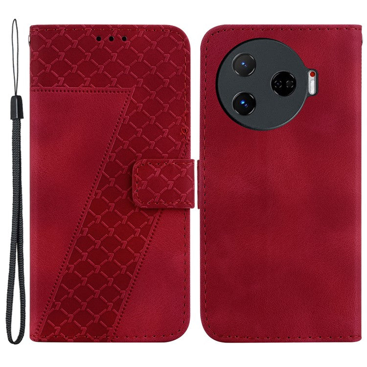 For TECNO Camon 30 Pro 5G Stand Case Pattern Imprint Leather Phone Cover with Wallet - Red