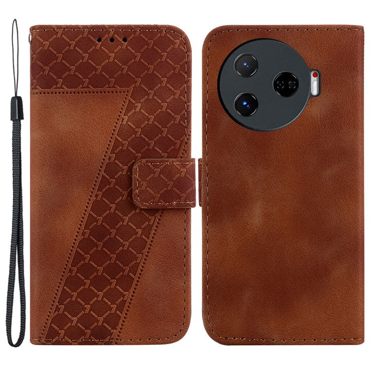 For TECNO Camon 30 Pro 5G Stand Case Pattern Imprint Leather Phone Cover with Wallet - Brown