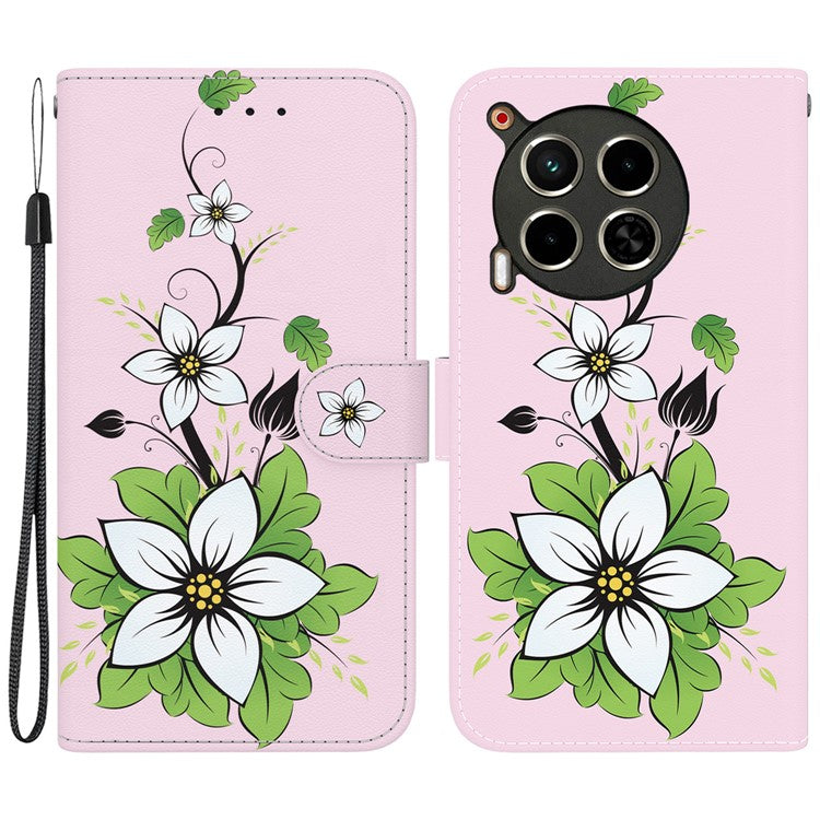 For TECNO Camon 30 4G / 30 5G Stand Case Pattern Print Leather Wallet Phone Cover - Lily