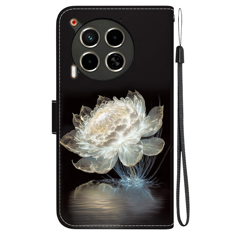For TECNO Camon 30 4G / 30 5G Stand Case Pattern Print Leather Wallet Phone Cover - Crystal Peony