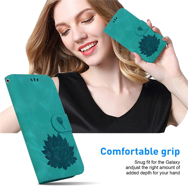 For TECNO Camon 30 4G / 30 5G Case Lotus Imprint Leather Wallet Phone Cover with Wrist Strap - Green