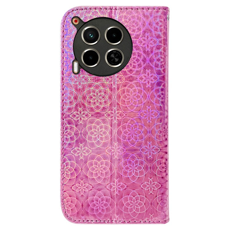 For TECNO Camon 30 4G / 30 5G Protective Case Dazzling Flower PU Leather Stand Phone Cover - Pink