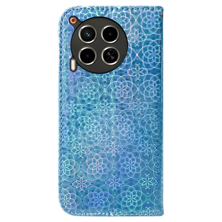 For TECNO Camon 30 4G / 30 5G Protective Case Dazzling Flower PU Leather Stand Phone Cover - Blue