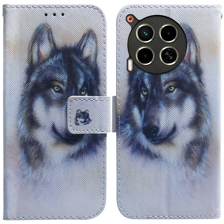 For TECNO Camon 30 4G / 30 5G Case Pattern Print Anti-Drop PU Leather Wallet Phone Cover - Wolf