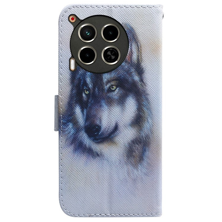 For TECNO Camon 30 4G / 30 5G Case Pattern Print Anti-Drop PU Leather Wallet Phone Cover - Wolf