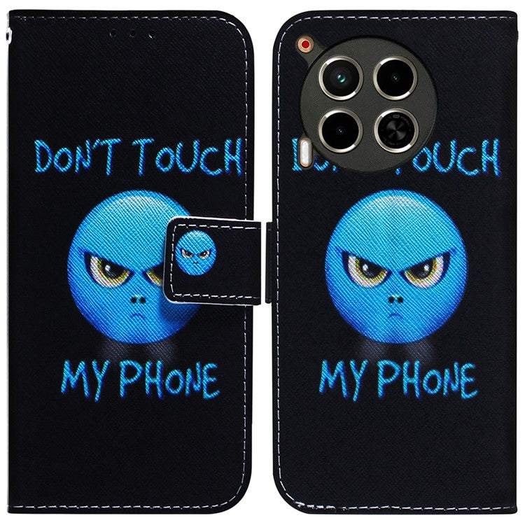For TECNO Camon 30 4G / 30 5G Case Pattern Print Anti-Drop PU Leather Wallet Phone Cover - Don't Touch My Phone