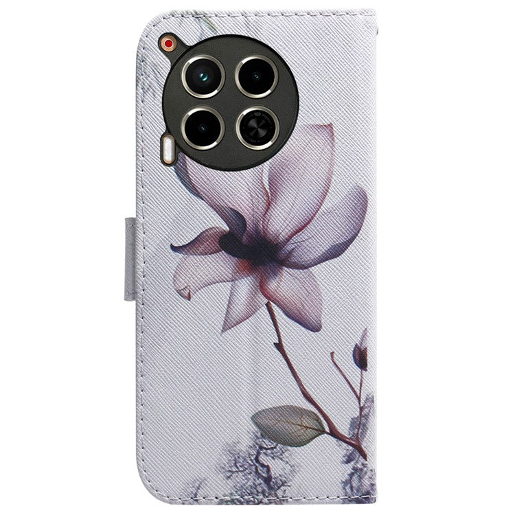 For TECNO Camon 30 4G / 30 5G Case Pattern Print Anti-Drop PU Leather Wallet Phone Cover - Pink Flower
