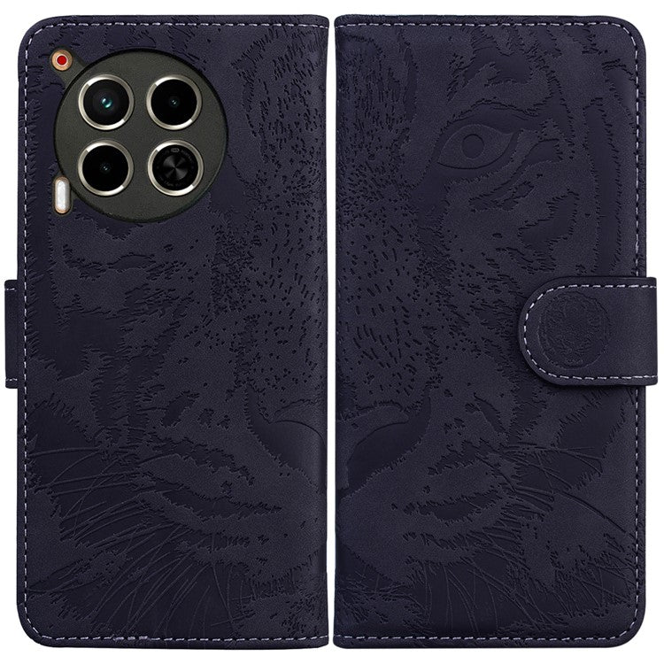 For TECNO Camon 30 4G / 30 5G Case Tiger Imprint Leather Wallet Phone Cover with Stand - Black