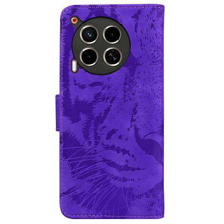 For TECNO Camon 30 4G / 30 5G Case Tiger Imprint Leather Wallet Phone Cover with Stand - Purple