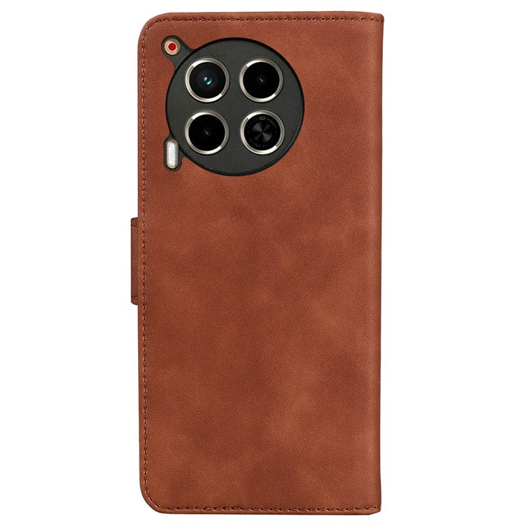 For TECNO Camon 30 4G / 30 5G Wallet Phone Case Solid Color Leather Stand Phone Cover - Brown