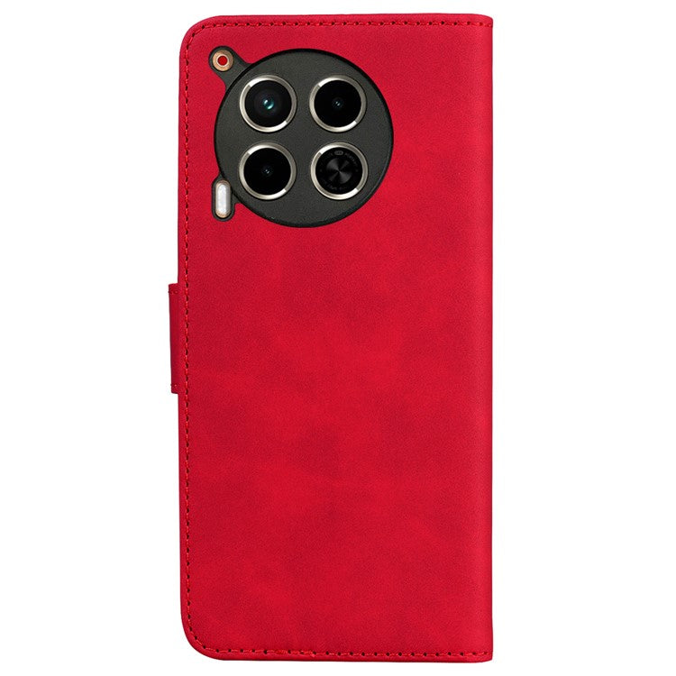 For TECNO Camon 30 4G / 30 5G Wallet Phone Case Solid Color Leather Stand Phone Cover - Red