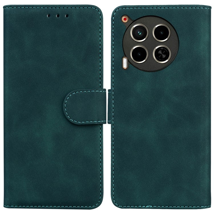 For TECNO Camon 30 4G / 30 5G Wallet Phone Case Solid Color Leather Stand Phone Cover - Green