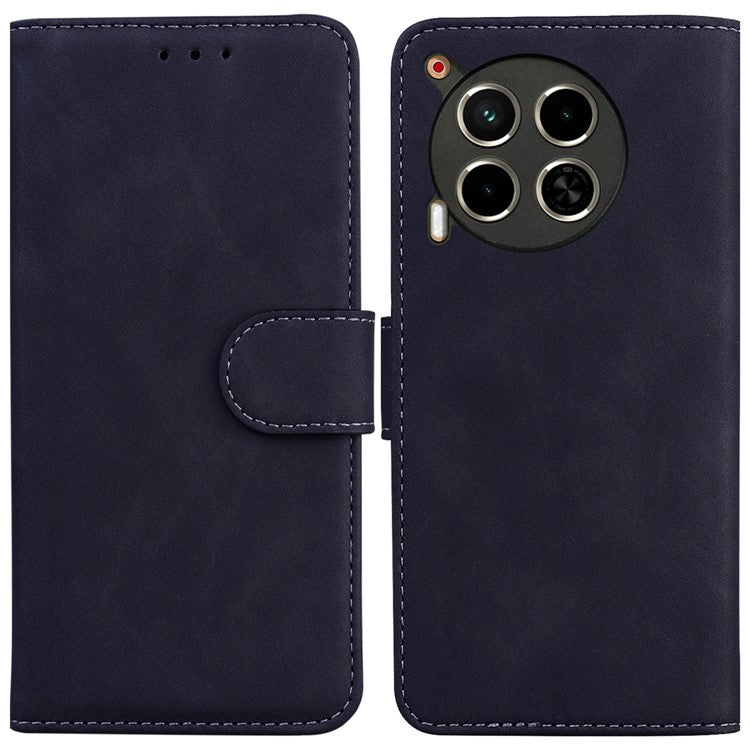 For TECNO Camon 30 4G / 30 5G Wallet Phone Case Solid Color Leather Stand Phone Cover - Black