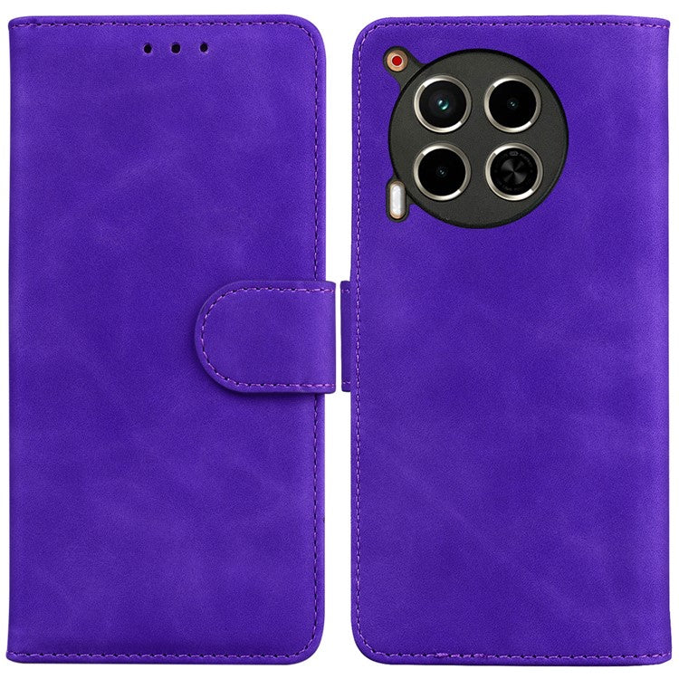 For TECNO Camon 30 4G / 30 5G Wallet Phone Case Solid Color Leather Stand Phone Cover - Purple