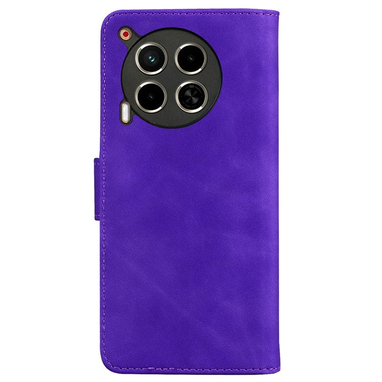 For TECNO Camon 30 4G / 30 5G Wallet Phone Case Solid Color Leather Stand Phone Cover - Purple