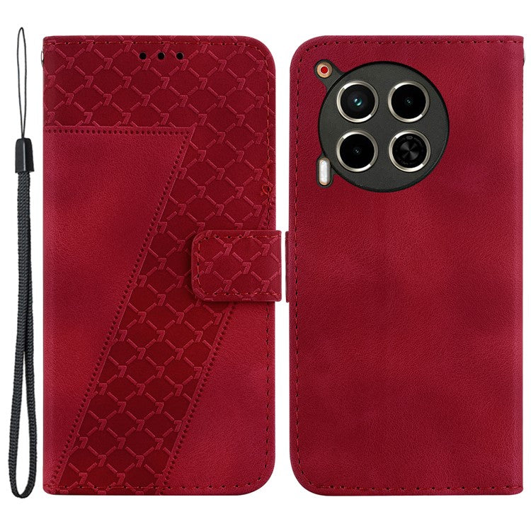 For TECNO Camon 30 4G / 30 5G Case Pattern Imprint Leather Wallet Phone Cover with Stand - Red