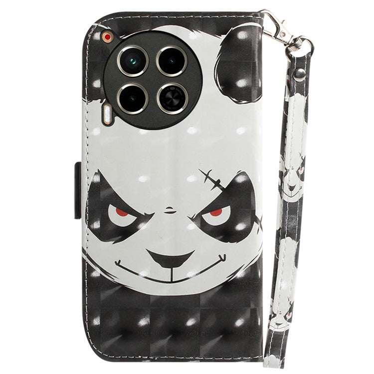 For TECNO Camon 30 4G / 30 5G Wallet Stand Case Pattern Print PU Leather Phone Cover - Angry Panda
