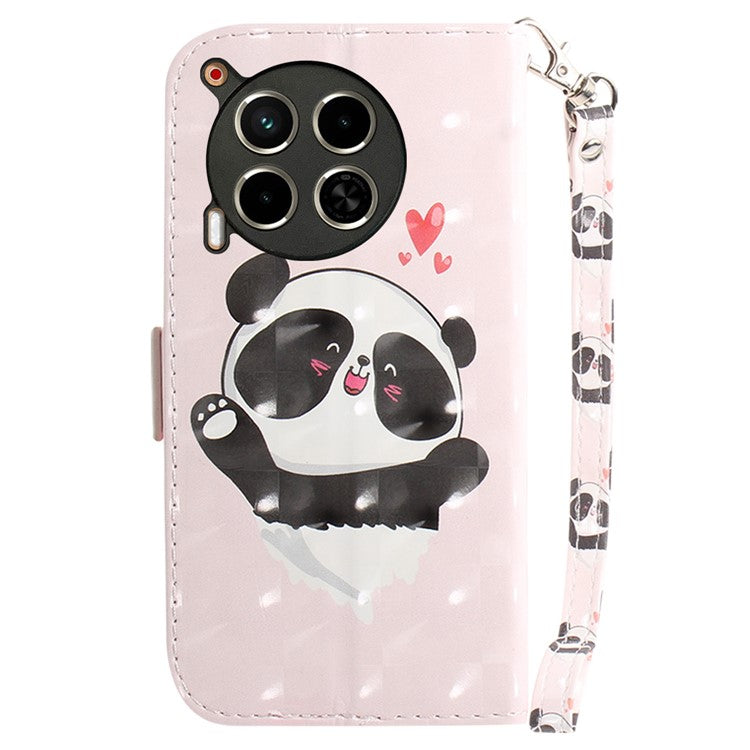 For TECNO Camon 30 4G / 30 5G Wallet Stand Case Pattern Print PU Leather Phone Cover - Love Heart Panda