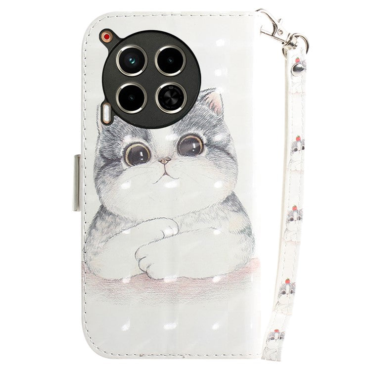 For TECNO Camon 30 4G / 30 5G Wallet Stand Case Pattern Print PU Leather Phone Cover - Cute Cat