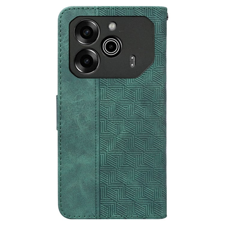 For TECNO Pova 6 5G / 6 Pro 5G Wallet Phone Case Geometry Imprint Leather Flip Cover with Strap - Green