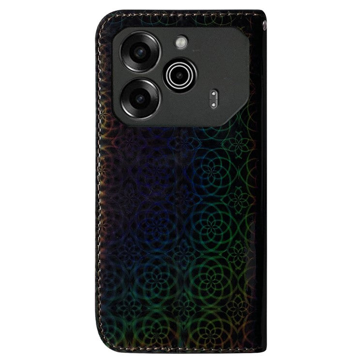 For TECNO Pova 6 5G / 6 Pro 5G Shockproof Case Dazzling Flower PU Leather Stand Phone Cover - Black