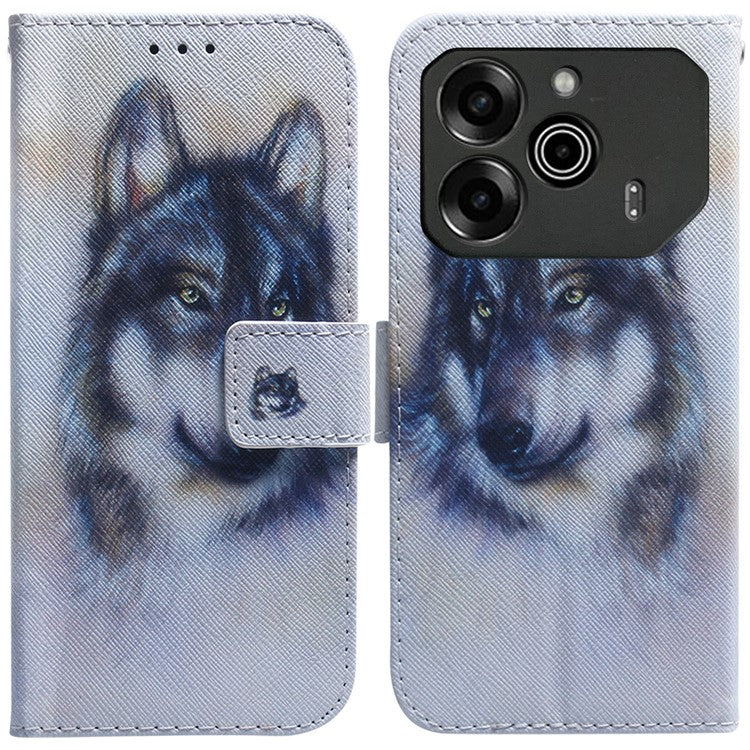 For TECNO Pova 6 5G / 6 Pro 5G Wallet Phone Case Pattern Print PU Leather Flip Cover - Wolf