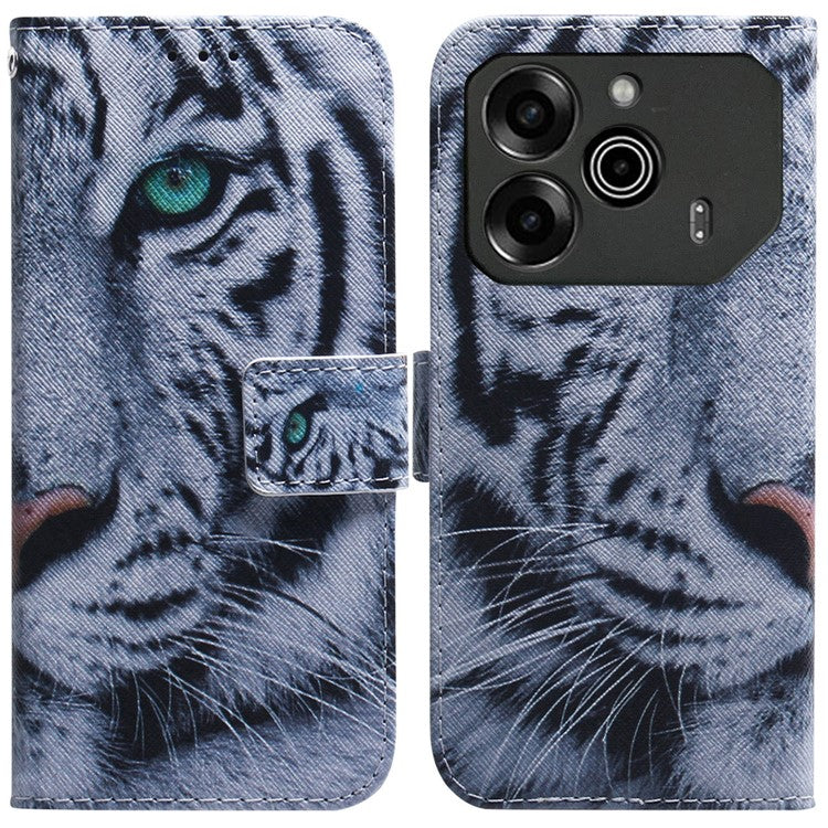 For TECNO Pova 6 5G / 6 Pro 5G Wallet Phone Case Pattern Print PU Leather Flip Cover - Tiger